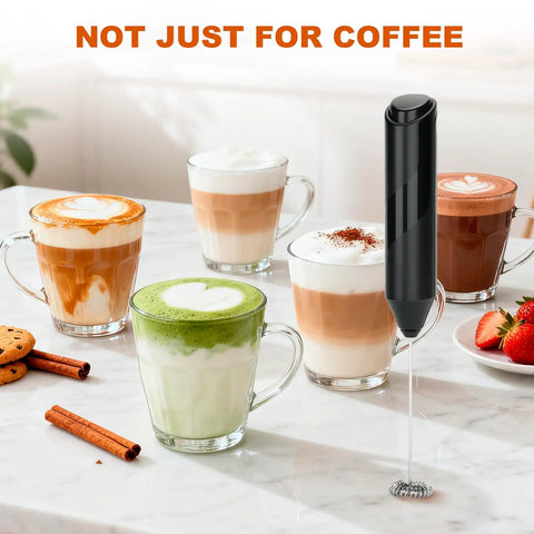 Handheld Milk Frother Battery Operated Electric Foam Maker Wand With Stainless Steel Whisk For Coffee Latte Cappuccino Matcha