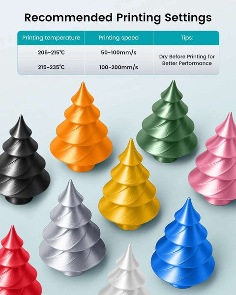Colorful 3D models printed with Silk PLA Plus Filament 1.75mm 1kg Silver With Chrome Like Gloss Finish And Smooth Silk Texture