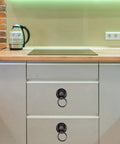 Modern kitchen with brass single hole drawer pull handle for cabinets and doors vintage wardrobe knob with retro vibe