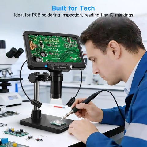 7 Inch Digital Microscope With Screen No Phone Needed For Adults And Kids Coin Magnifier For Error Coins PCB Traces Bugs STEM Learning Soldering Electronics Macro Camera used for PCB soldering inspection
