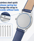 Image of 20Pcs Quick Release Watch Spring Bars 22mm Stainless Steel Pins and watch showing easy strap installation.