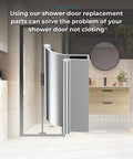 Sliding Shower Door Pull Handle For Glass Doors Fits Various Glass Thicknesses 3 Inch Length In Brushed Nickel Finish Universal Fit For Frameless Sliding And Swing Shower Doors And Tub Enclosures in a bathroom setting.