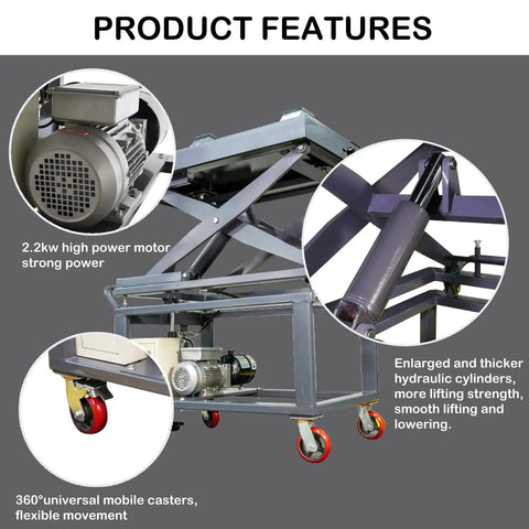 Heavy Duty Electric Scissor Lift For EVs With 1000 Kg Capacity And 1800 mm Rise Featuring A Rock Solid 6 Degree Tilt Table And Slick Side Sliding Base 220 V Power Makes Its Shop Jobs A Total Breeze