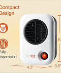 MyHeat 200 Watt Small Energy Efficient Portable Electric Ceramic Space Heater with Cool Touch Exterior, dimensions and design