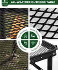 2 Foot Folding Table With Carry Handle For Camping And Outdoor Grill Table, Adjustable Height, Black Metal Mesh Surface.
