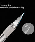Close-up of 20 Piece Craft Knife Blades Set SK5 Carbon Steel Size 11 Fine Point Refills highlighting sharp edge for precise cutting