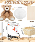 Six Set Large Hot Air Balloon Centerpiece Kit With 13.7 Inch Plush Bears White Paper Lantern Baskets Sticks And Glue Gun