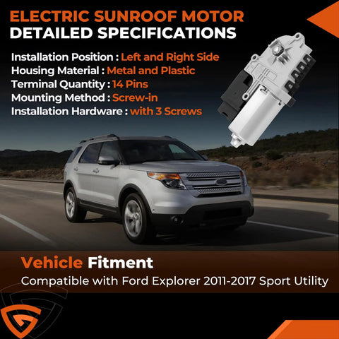 Ford Explorer Sunroof Motor Replacement 2011 Through 2017, product specifications with sport utility vehicle