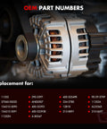 Image of Heavy Duty 150A 12V Alternator For Toyota Tundra 5.7L 2007 2021 showing part numbers and replacement list.