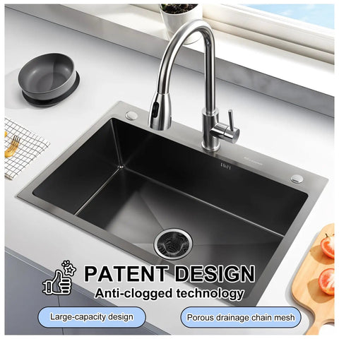 Forty Pack Premium Stainless Steel Mesh Sink Strainer Four Point Five Inch Drain Filter Basket in a modern kitchen sink setup.