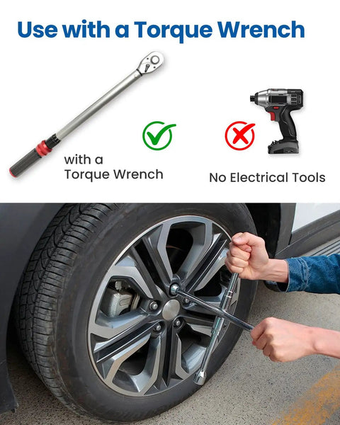 Installing 12x1.5 Lug Nuts Six Spline Closed End Chrome Acorn Lug Nuts on wheel with torque wrench, no electrical tools