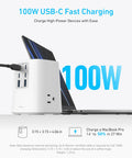 Sick 9-In-1 Desktop Power Hub With 100W Rapid Charging Engine and 300J Heavy Duty Surge Shield, showing USB-C fast charging.