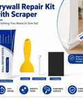 Hassle Free White Wall Repair Paste Kit With Built In Scraper For Quick Hole And Crack Patching, includes 250g paste and tools.