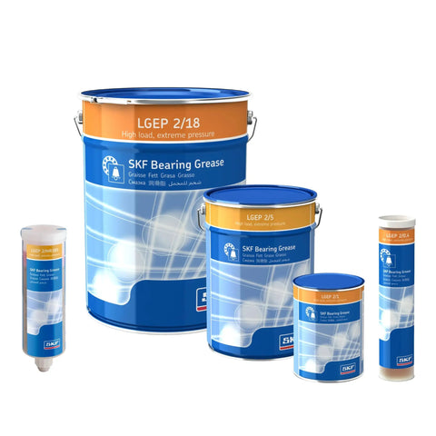 Various sizes of LGEP Two To One High Load Extreme Pressure Grease containers for heavy duty bearings and machinery, premium EP lithium complex lubricant.