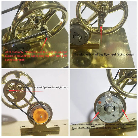 Stirling Engine Model For Kids And Students With Brushed Stainless Steel Base Easy Assembly Science Toy details view