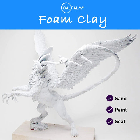 Cosplay Foam Clay White High-Density For Intricate Designs Air Dries In 48 Hours statue of a winged creature on wooden base