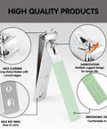 Close-up of nail clippers from All In One Nail And Foot Care Kit For Women Pro Grade 12 Piece Manicure Pedicure Set In Green Travel Case.