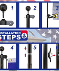 Installation steps for 25 Foot Heavy Duty Flag Pole Built Tough Aluminum Rust Resistant Wind Tested To 100 MPH Two Flags.