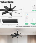 Two In One Socket Fan Light With Remote, 28 Inch Ceiling Fan Delivers 4000 Lumens, 3000K To 6500K Color Temperature, Three Color Options, Six Speeds, Fits E26 And E27 Bases, Screw In Ceiling Fan For Living Room And Kitchen, Black, image showing fan dimensions and components.
