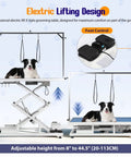 Huge Heavy Duty Electric Pet Grooming Lift Table With Double Scissor Blue Top, Height Adjustable Dog Station For Large Dogs And Cats, 264 LBS Capacity, Foot Control loops And Storage Drawer, Total Game Changer with electric lifting design and foot control.