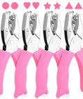 Four Piece 0.25 Inch Hole Punch Set With Circle Heart Star Triangle Shapes Soft Handles For Crafts Scrapbooking Binders