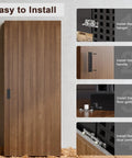 Premium 36X86 Inch Concealed Sliding Barn Door with sleek soft close hardware showcased with installation steps.