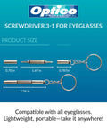 3-In-1 Eyeglass And Watch Repair Kit With Mini Screwdriver Set For On The Go with keychain shown in parts and assembled