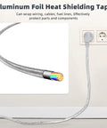 Two Rolls Heavy Duty Aluminum Foil Tape Heat Shield Reflective Barrier wrapping a cable by an outlet