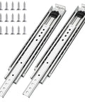 Built Like A Tank 20 Inch Full Extension Ball Bearing Drawer Slides Glide Smooth Under 500 Lbs Heavy Duty Side Mount Rails With Zinc Plated Finish And Mounting Hardware For DIY Jobs with screws.