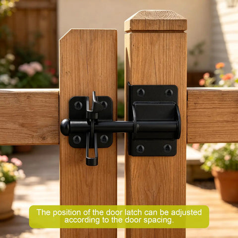Self Locking Gate Latch For Wooden Fences With Mounting Screws, Easy Install Gravity Action Latch, Strike Plate And Hardware Included For Quick No Fuss Secure Gate Closure on wooden fence posts