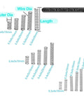 Diagram of 240 Piece Compression Springs Assortment Kit, 15 Sizes, Stainless Steel, showing dimensions and variety of springs