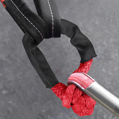 Red Soft Shackle Set With Protective Sleeve 57,000 Lbs Breaking Strength One Half Inch By 22 Inch Off Road Ready Recovery Rope