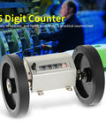 Dead Nuts Accurate Rolling Measuring Wheel For Instant Foot Tracking, Slick 5 Digit Manual Reset Counter close-up view of the counter.