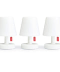 Edison The Mini Set of 3 Grab-and-Go Portable LED Lamps in white, cordless and rechargeable for indoor outdoor use, front view.