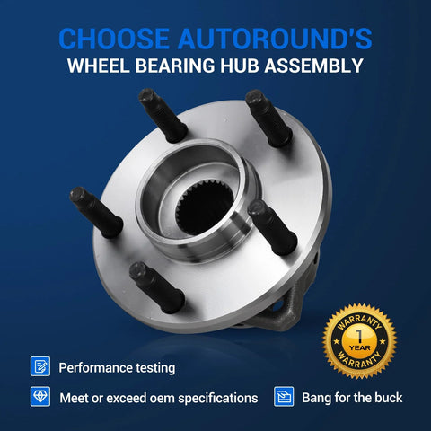 513214 Front Wheel Hub Assembly Pair Fits Chevy Malibu 04-12 Cobalt HHR 08-10 Pontiac G6 05-10 Saturn Aura 07-09 Bolt On With ABS 5 Lug