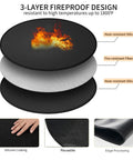3-layer design showing the 20 Inch Round Tabletop Fire Pit Mat Pro Grade Heat Resistant Silicone Countertop Protector for Solo Stove Mesa XL