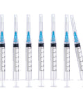 Twenty Pack 3Ml Luer Lock Syringes Built Legit To Handle Tough Lab Work And Industrial Jobs Featuring Hella Sharp 23 Gauge 1 Inch TriBevel Steel Tips Smooth Double Layer Plungers Low Dead Space Designs For Flawless Dispensing, displayed in a row