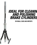 Adjustable Brake Cylinder Hone Pro Grade for Brake Repair and Engine Honing tool with text ideal for cleaning cylinders.