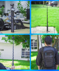 Handheld Battery Mount With 10000mAh Power Bank Charger for action cameras, shown in use outdoors and indoors, with tripod extension.