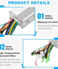 No Fuss 36V And 48V 350W Brushless Dc Motor Controller With Bright LCD Screen, showcasing waterproof interface and durable wires.