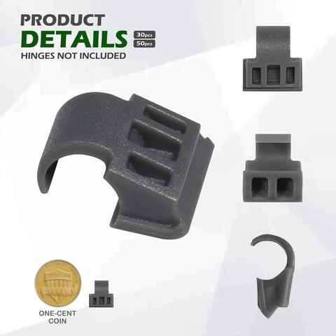 86 Degree Angle Restrictor Clips For Cabinets Wall Guard To Prevent Collisions Perfect For Face Frame Kitchen Cabinet Hinges Door Restraint System 30 Pack Hinges Not Included Easy Install, black nylon clip shown with coin