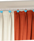 Heart Pendant Shower Curtain Hooks 12 Piece Set Retro Resin Rod Hangers With Easy Glide For Hanging Shower Curtains, blue hearts