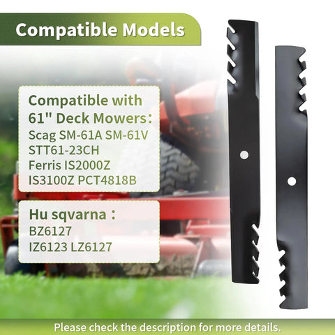 61 Inch Mower Blades Replacement Kit For Scag Ferris And Husqvarna Decks 48111 482879 481712 481708 1520842 539101733 539102093 GDU10232 3 Pack
