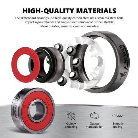 Skateboard Bearings Set Eight Pack High Speed 608RS ABEC9 Longboard Bearings for Scooter Wheels Quad Skate Inline Roller Skates