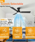 42 Inch Black Ceiling Fan With Light And Remote Control Noiseless Reversible Motor in a Living Room Setting