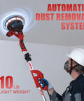 Heavy Duty Drywall Sander For Knocking Off Popcorn Ceilings Fast With 8 Amp Motor And Slick Retractable Pole complete with dust catcher.