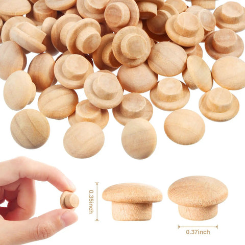 200 Pieces Wood Screw Hole Plugs Three Eighths Inch Mushroom Caps For Furniture Repair And D I Y Projects Natural Wood Button Plugs