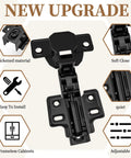 Zero Drama Soft Close Concealed Cabinet Hinges Full Overlay European Adjustable Frameless Door Mounts With Silent Hydraulic Damper Self Closing Kitchen Cupboard Hardware 10 Pack black hinge with thickened material and adjustments.