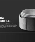 Close-up of Heavy Duty Tactical Nylon Belt with Aluminum Buckle for Men and Women showing low profile design, Medium 32-34 Titanium