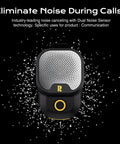 Wearable Bluetooth V5.3 Clip-On Speaker With 30 Hour Battery Life, IPX7 Waterproof, ENC Mic for Hands Free Calls, black front view